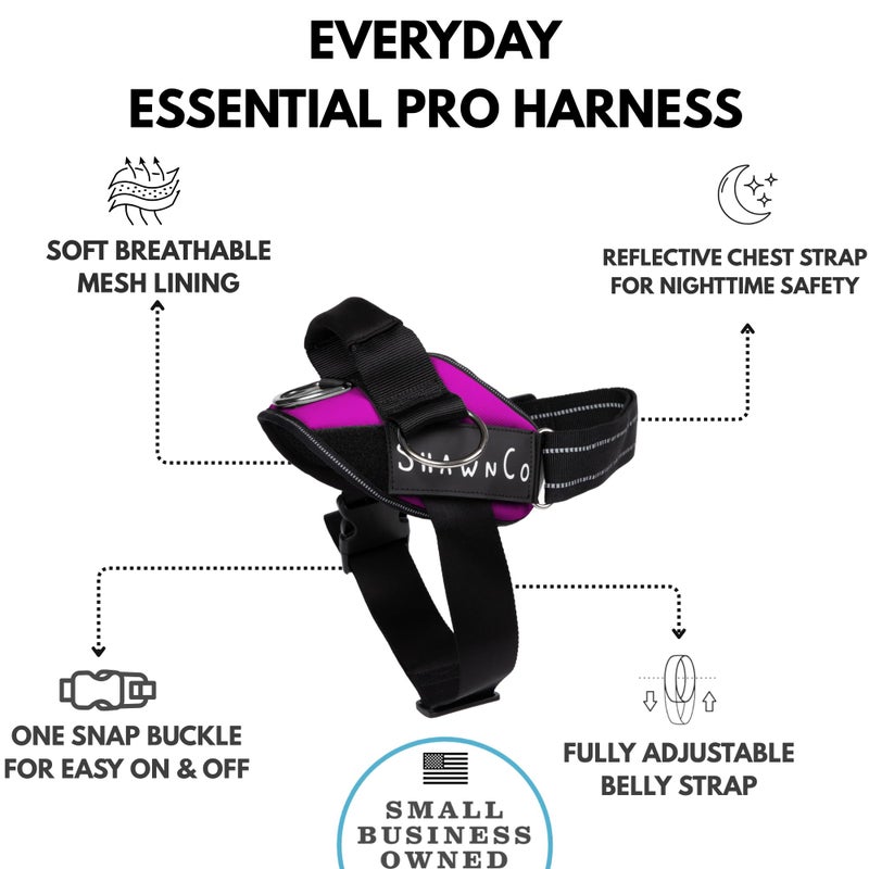 ShawnCo Essential Pro Dog Harness, No-Pull Pet Vest with 3 Leash Clips and Removable, Reflective Side Patches, Adjustable and Padded Harness for Small, Medium and Large Dogs (Orchid, S) - Image 2