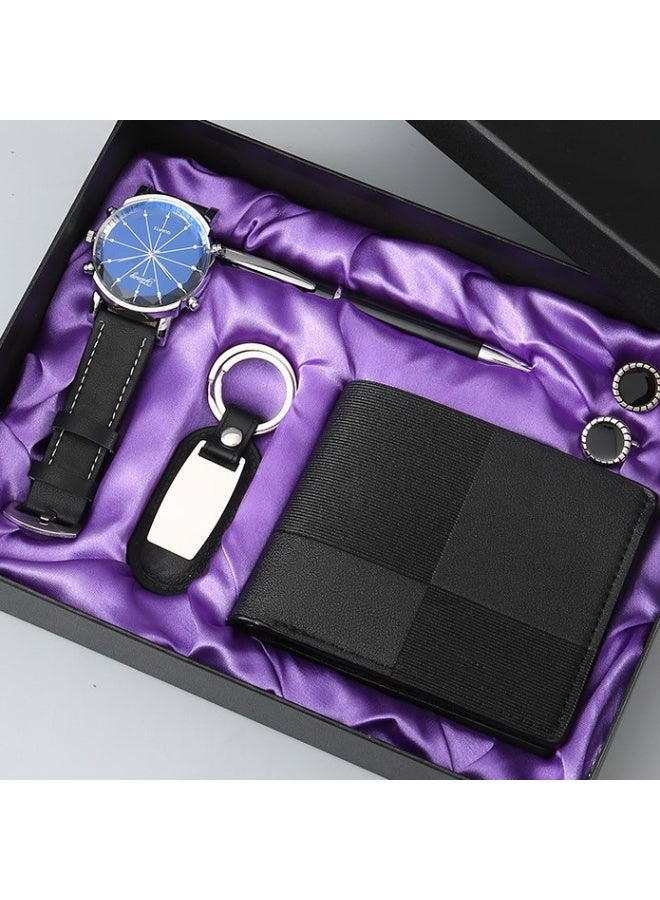 Men's Watch Gift Set, Business Gift Box, Fashion Leather Wallet, Father's Day Gift For Dad, Valentine's Day Gift For Husband/Boyfriend, Graduation, Birthday, Friends, Teacher, Student Gift