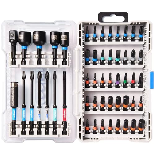 toolant Impact Driver Bit Set52Piece S2 Steel Screwdriver Bit SetHexTorxPhillipsSlottedSquare Bits and Nut Driver with Case