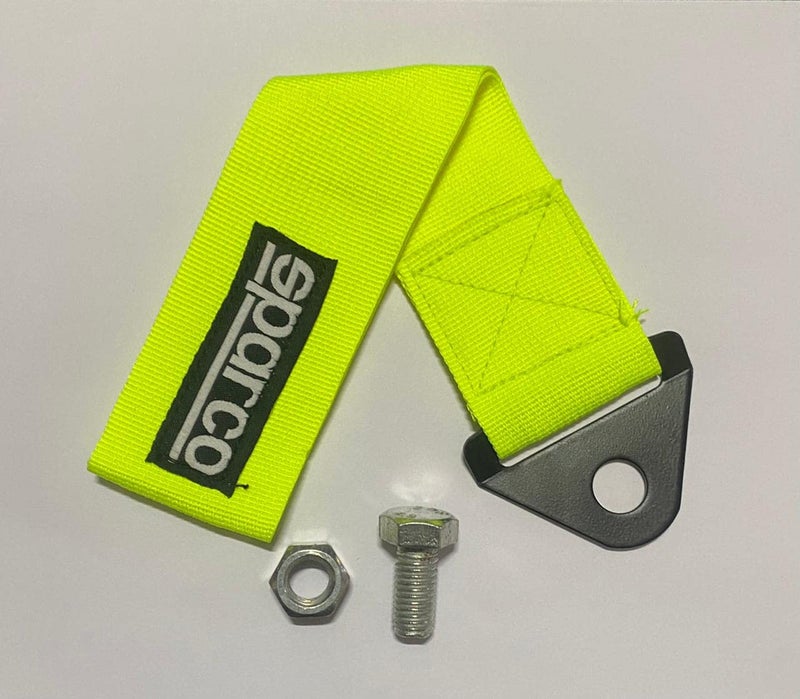 AUTO MT SPARCO CAR Truck Tow Belt Strap Universal Front Rear Tow Strap Tow Hook Towing Belt (Nylon, 1000 kg Pull Capacity) (NEON-SPARCO Tow Belt) - Image 1