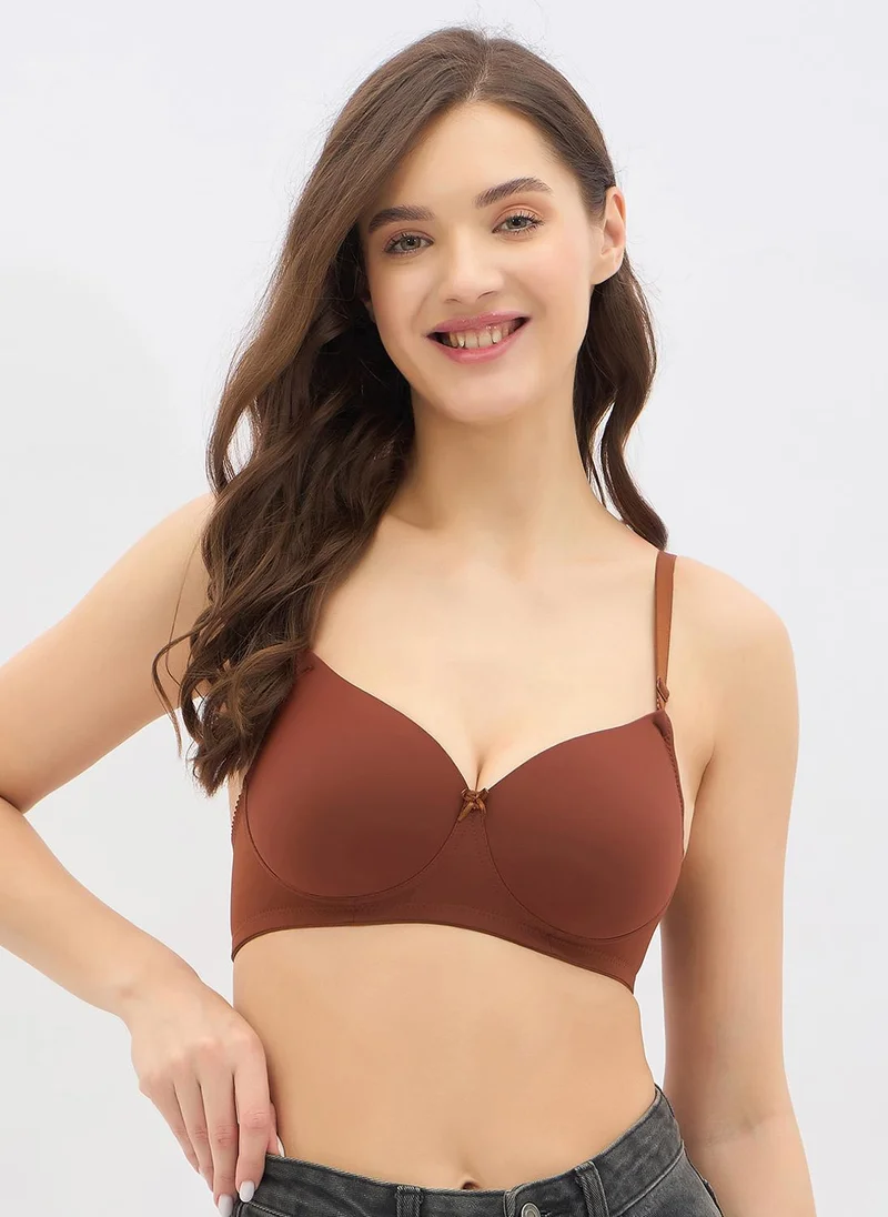 Clovia Clovia Padded Non-Wired Full Coverage Multiway T-shirt Bra in Dark Brown