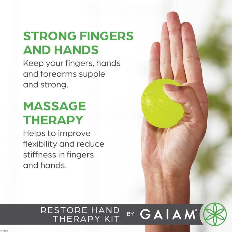 Gaiam Restore Hand Therapy Kit with Three Color-Coded Resistance Balls - Image 4