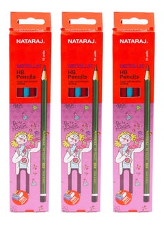 NATARAJ 3-Pack Metallic HB Graphite Pencils With Sharpener And Eraser  - Image 1
