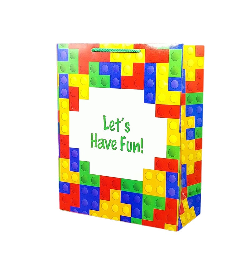 TASCHE Paper Lego Design Bag For Return Gift, Small Presents, Weddings, Birthday, Holiday Presents (Size 12 X 9.5 X 4 Inch | Pack Of 30),Multicolor - Image 2