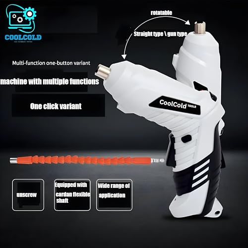 COOLCOLD Electric Screw driver | 47 in 1 Rechargeable Cordless, Screw driver Kit | Machine with Bits | Battery Powered (1300 MAH) with 180° Rotation Handle & Led Light, Torque 5NM, Home &DIY Use Ideal - Image 2