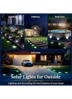 erorex 12 Pack Solar Ground Lights 8 Led Solar Powered Disk Lights Outdoor Waterproof Garden Landscape Lighting For Yard Deck Lawn Patio Pathway Walkway White  - Image 2