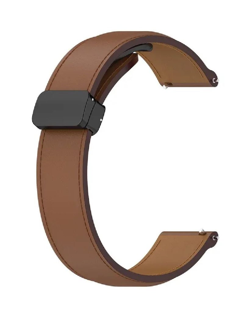 Perfii - Genuine Cow Leather Watch Strap 22mm Folding Buckle Wristband For Fossil Gen 5 Julianna / Gen 5 Garrett Brown - Image 1