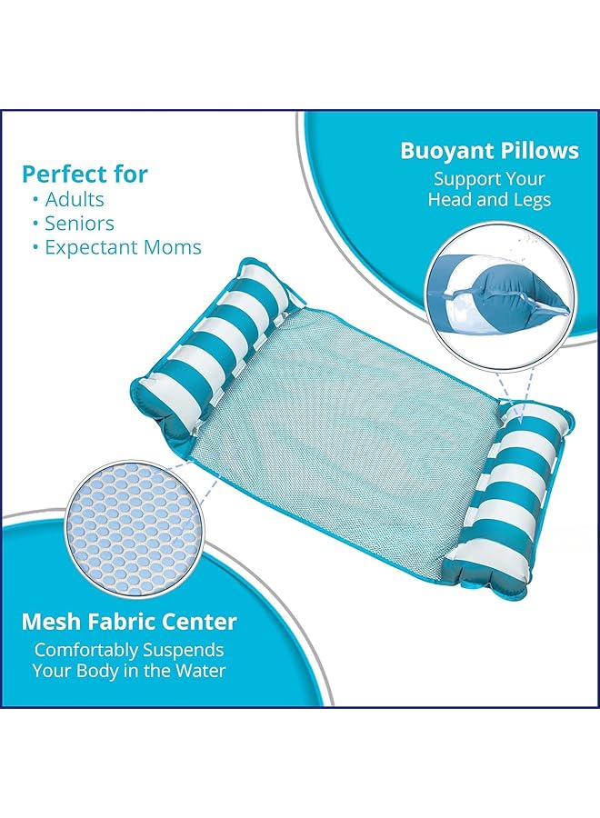 F.A.M.S 4 In 1 Swimming Pool Hammock Float Versatile Pool Lounger Exercise Saddle & Inflatable Pillow Lightweight Durable & Portable For Ultimate Relaxation - Image 4