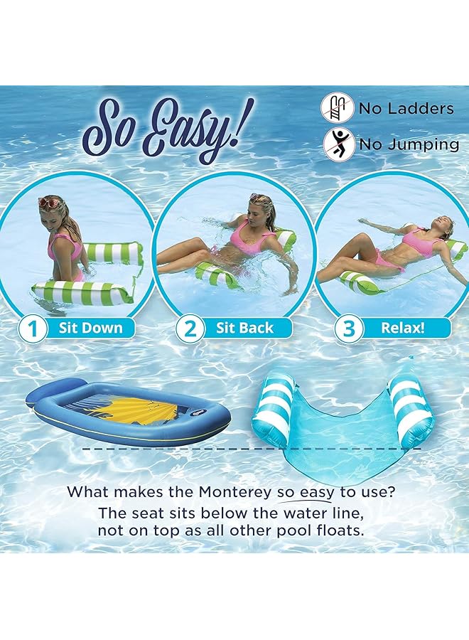 F.A.M.S 4 In 1 Swimming Pool Hammock Float Versatile Pool Lounger Exercise Saddle & Inflatable Pillow Lightweight Durable & Portable For Ultimate Relaxation - Image 2