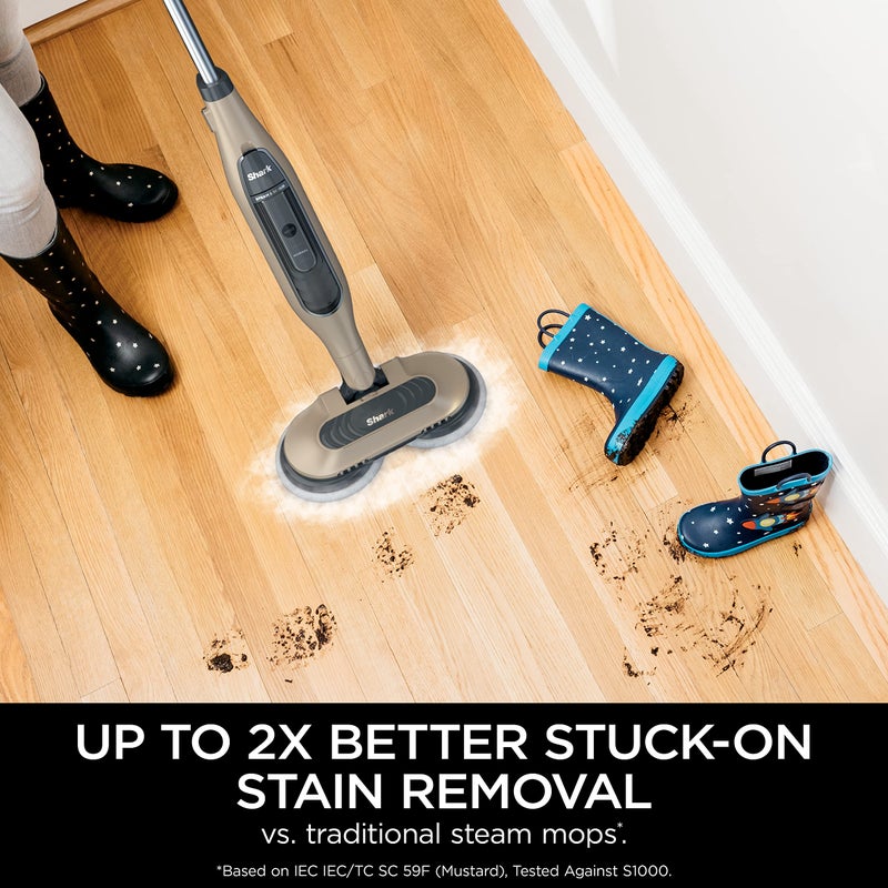 Shark S7001 Mop, Scrub & Sanitize at The Same Time, Designed for Hard Floors, with 4 Dirt Grip Soft Scrub Washable Pads, 3 Steam Modes & LED Headlights, Gold - Image 3