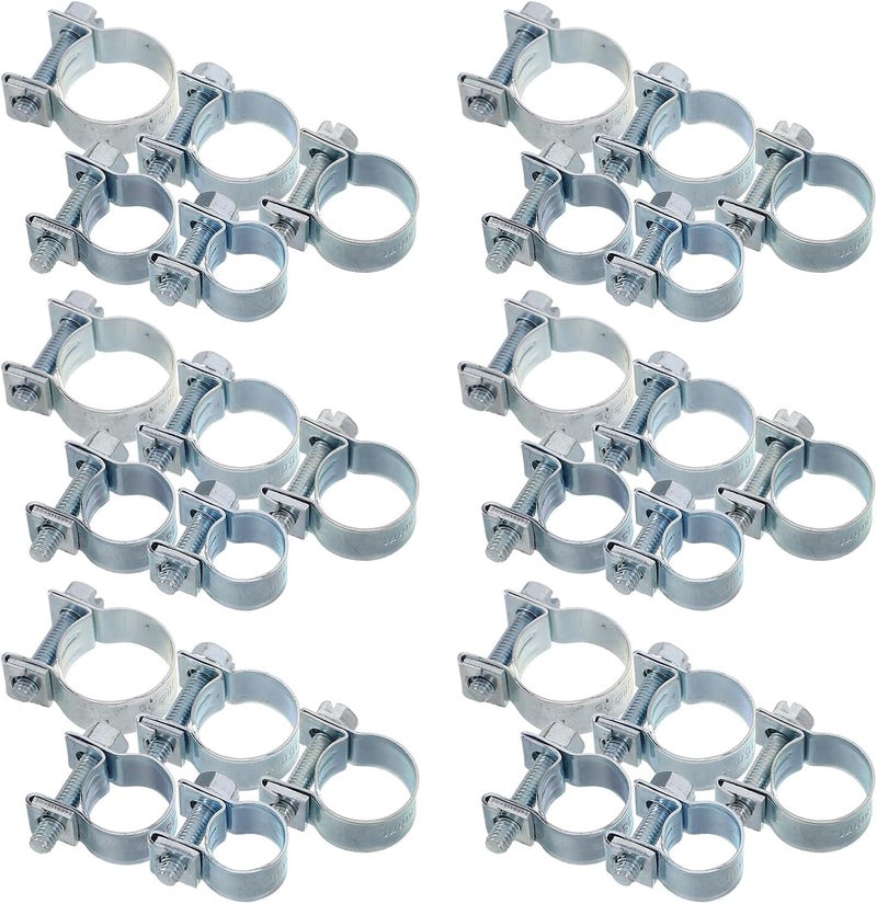 50pcs Galvanized Double Ear Hose Clamp Set with 5 Sizes, Heavy Duty Tube Fasteners for Industrial, Automotive, and Outdoor Pipe Applications - Image 1