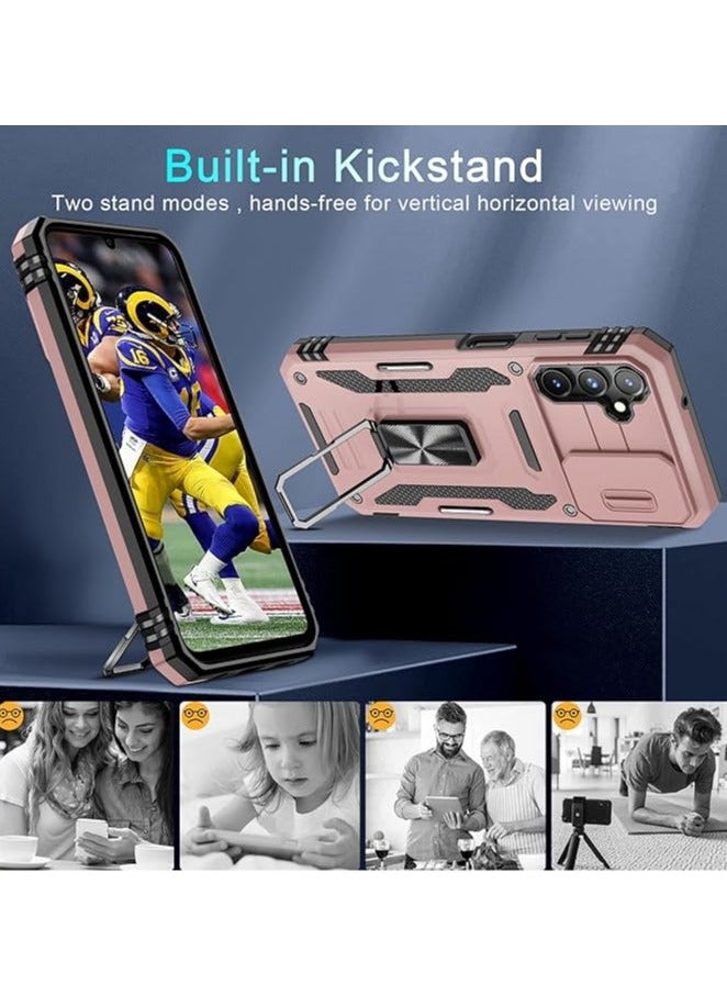 TEAM LUXURY - Samsung Galaxy S24Ultra Case, Slide Camera Cover, Built in Rotate Ring Kickstand, Heavy Duty Shockproof Protective Case - Image 1