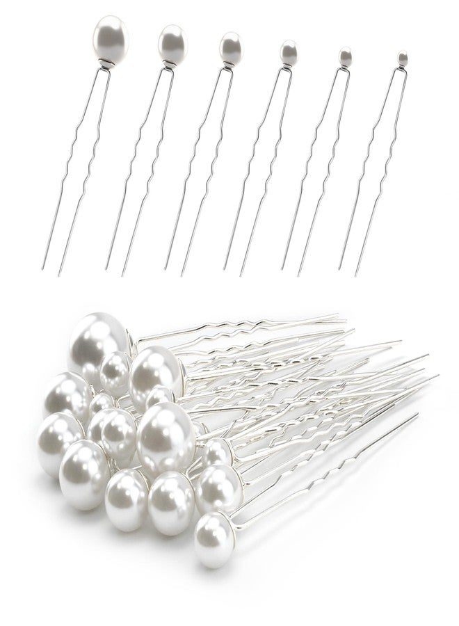 Quacc 18 PCS Pearl Hair Pins Pearl Wedding Pin U-Shaped Hair Clips Set Accessories for Brides Bridesmaids (Silver) - Image 1