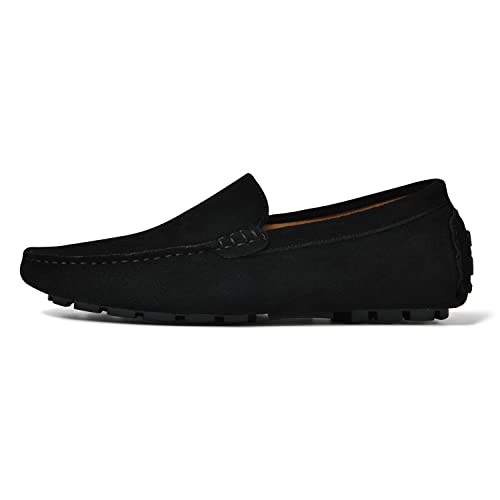 Go Tour Mens Handmade Suede Leather Casual Loafers Shoes Black 9.5/43 - Image 5