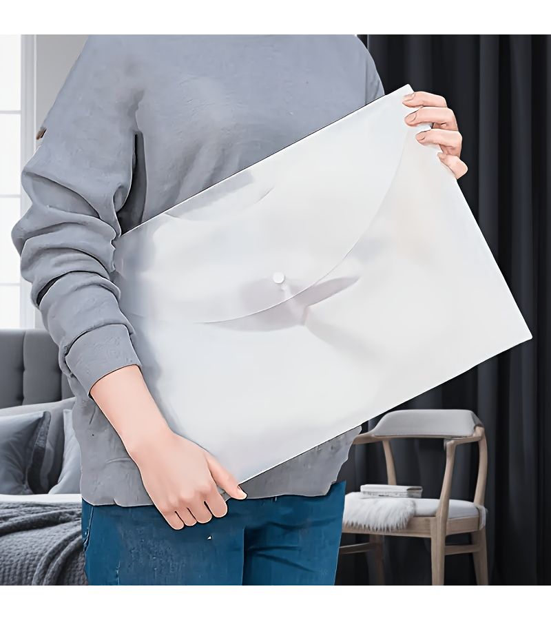 2pcs A3 Transparent PVC File Folders Waterproof Snap Closure Storage Bags For School Office - Image 4