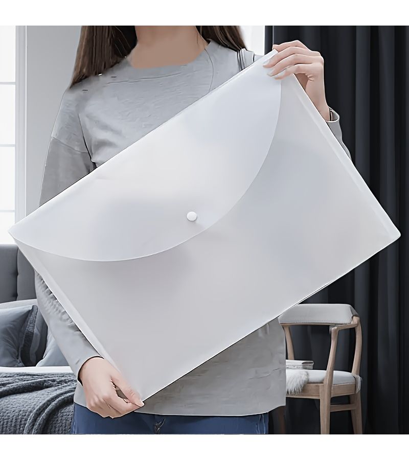 2pcs A3 Transparent PVC File Folders Waterproof Snap Closure Storage Bags For School Office - Image 1