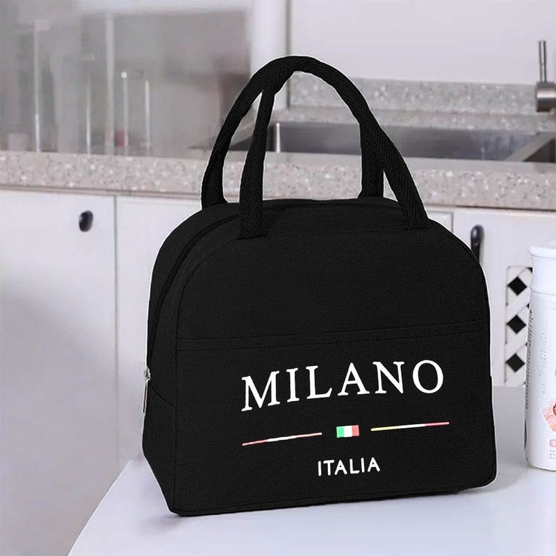 Black Insulated Lunch Box Bag Suitable For Office And Travel Thermal Compatible Zipper Closure Cooler Bag Lightweight Non Food Contact Holder - Image 1