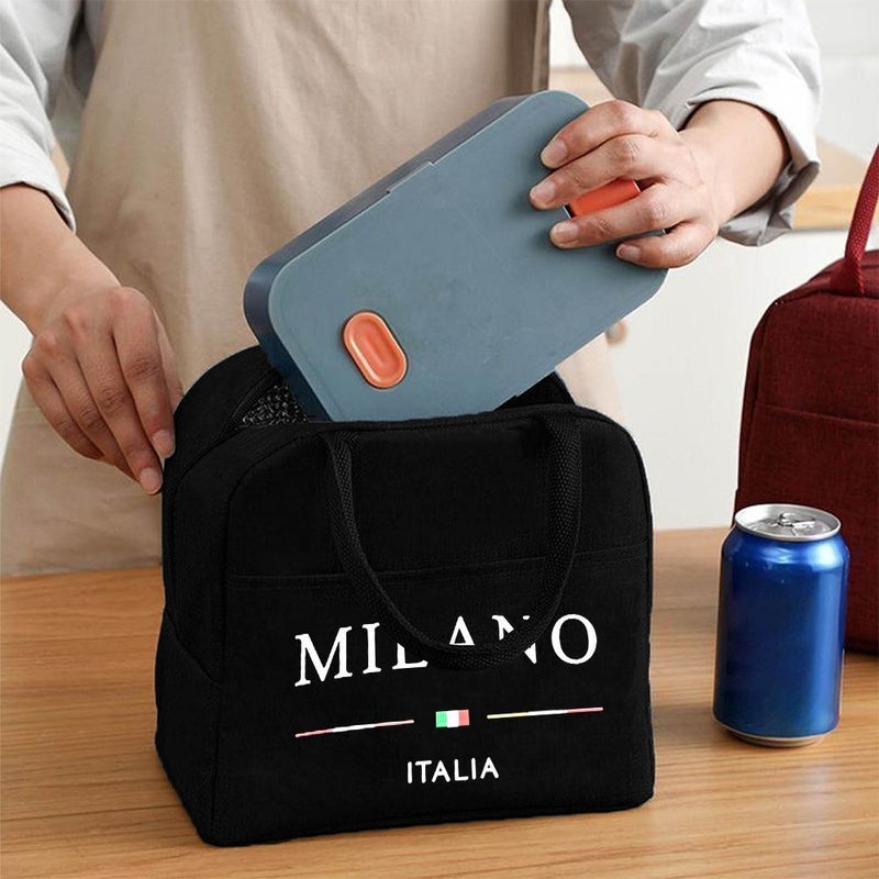 Black Insulated Lunch Box Bag Suitable For Office And Travel Thermal Compatible Zipper Closure Cooler Bag Lightweight Non Food Contact Holder - Image 5
