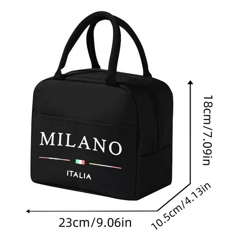 Black Insulated Lunch Box Bag Suitable For Office And Travel Thermal Compatible Zipper Closure Cooler Bag Lightweight Non Food Contact Holder - Image 3