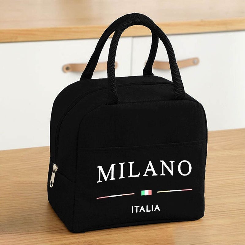 Black Insulated Lunch Box Bag Suitable For Office And Travel Thermal Compatible Zipper Closure Cooler Bag Lightweight Non Food Contact Holder - Image 2