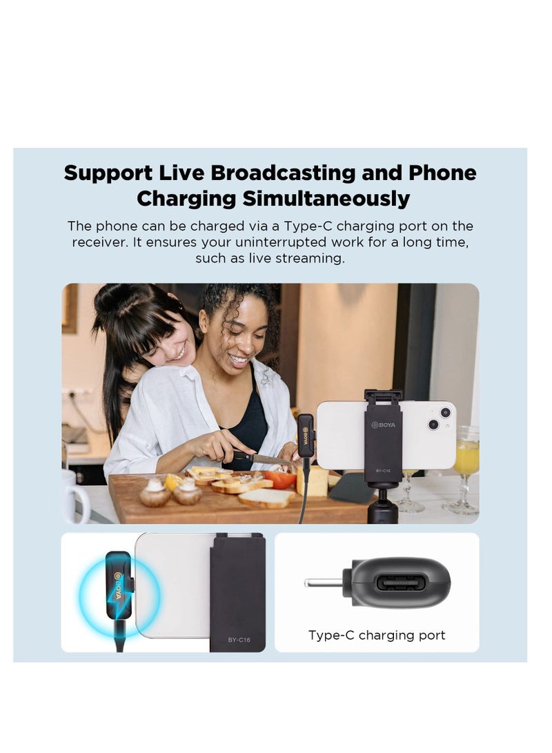 SYOSI Wireless Lavalier Microphone for iPhone iPad, 2.4GHz Plug Play Lapel Clip-on Mic for Interview Video Podcast Vlog YouTube Recording (2TX+RX)  - Image 4