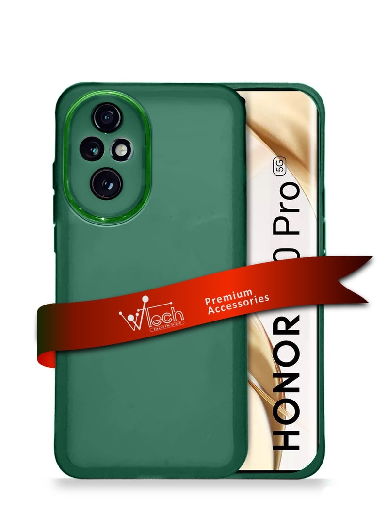 دبليو تيك غطاء حماية خلفي لهاتف Honor 200 Pro 5G 2024 مصنوع من السيليكون الشفاف الناعم والنحيف للغاية، أنيق ومطلي بحدود الكاميرا - أخضر داكن - Image 1