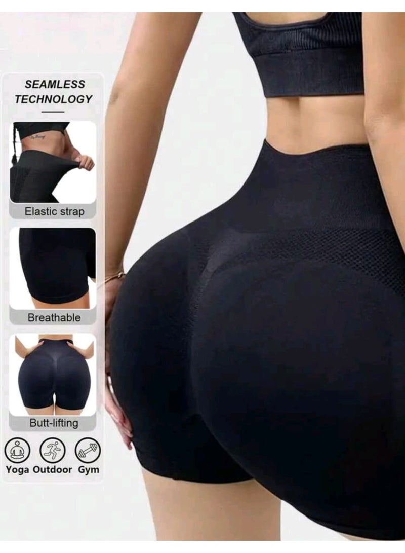 Shein Women's Seamless High Waist Shaping Sports Yoga Shorts Butt Lifter Fashion Shorts Athletic Gym Wear - Image 1