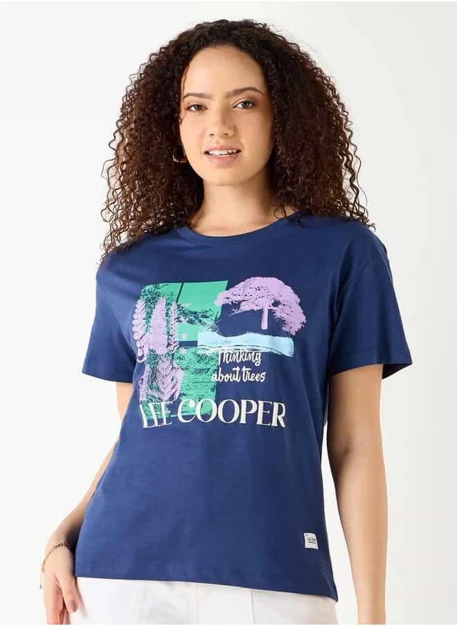 Lee Cooper Lee Cooper Graphic Print Crew Neck T-shirt with Short Sleeves