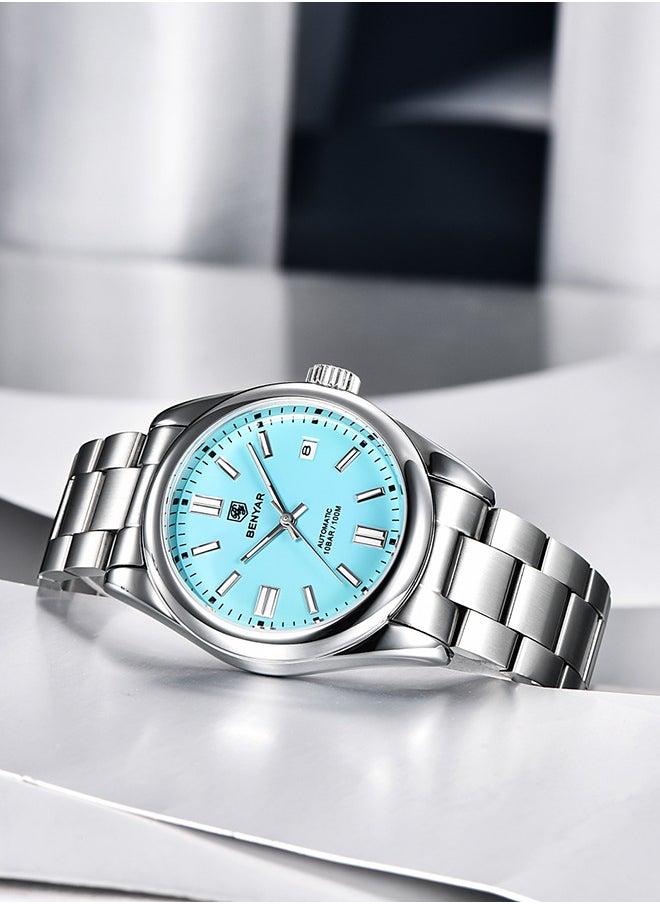 BENYAR Men's Automatic Watches Full Steel Luxury Casual Business Wrist Watch for Men Sea-gull ST6 Mechanical Synthetic Glass Wristwatch  - Image 3
