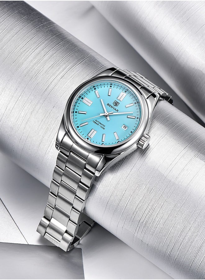 BENYAR Men's Automatic Watches Full Steel Luxury Casual Business Wrist Watch for Men Sea-gull ST6 Mechanical Synthetic Glass Wristwatch  - Image 2