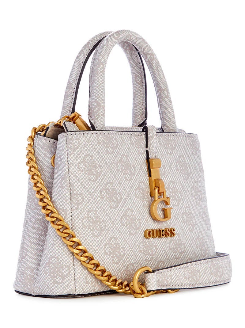 GUESS G James Logo Satchel Denim Logo Crossbody Bag Camera bag White - Image 2