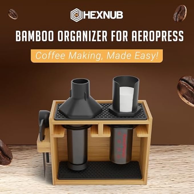 HEXNUB Organizer Compatible With Aeropress Caddy Station Holds Aeropress Coffee Maker Filters Cups Accessories Silicone Dripper Mat Compact Keeps Area Clean And Orderly Black - Image 3
