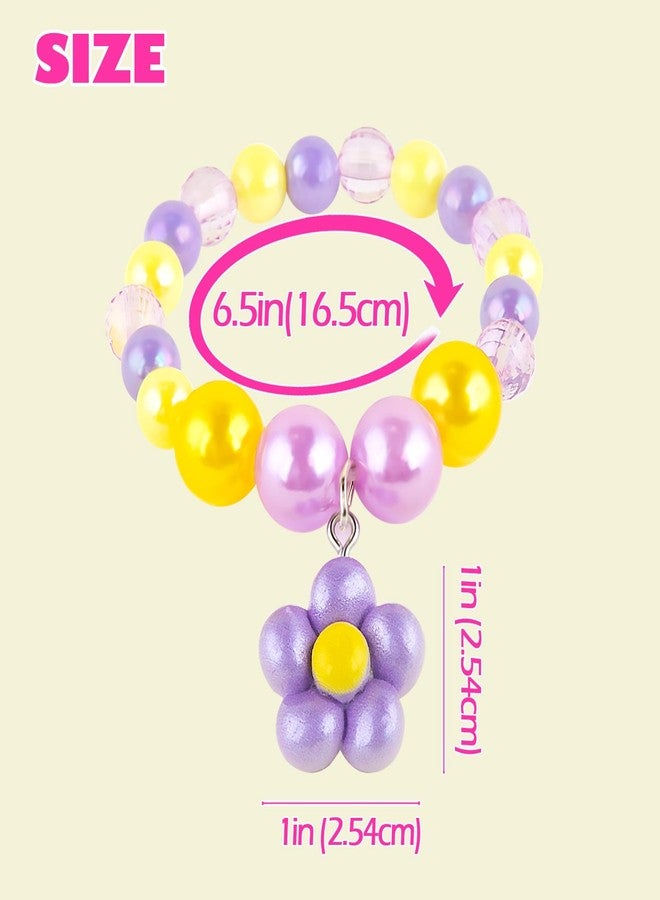 Niceup 9PCS Girls Friendship Bracelets, Elastic Beaded Charm Bracelets with Puppy, Crown, Rainbow & Heart Pendants for Princess Dress-Up, Party Favors & Classroom Rewards - Image 4