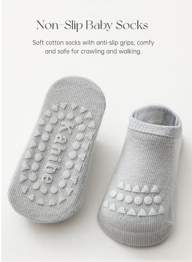 SHABILI Baby Knee Pads with Cotton Non Slip Socks Set（Gray & Coffee 2 Pack）， Baby Knee Protectors Baby Knee Sleeves Baby Knee Brace Baby Anti Slip Wear Resistant Breathable Cushion, for Crawling Playing - Image 3