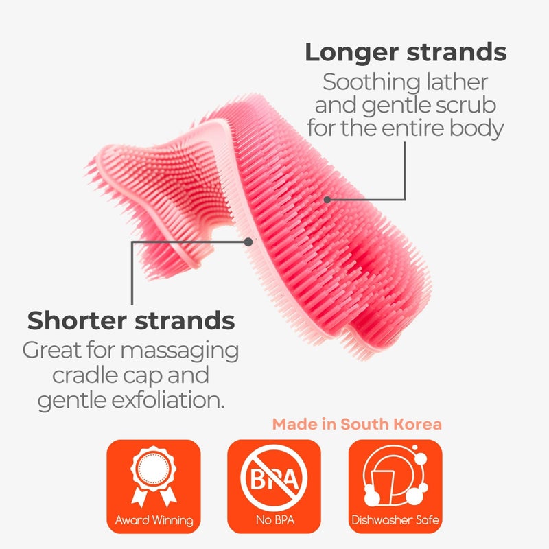 Innobaby Bathin' Smart Silicone Sensory Fish Bath Scrub for Babies and Toddlers - Pink - Image 3