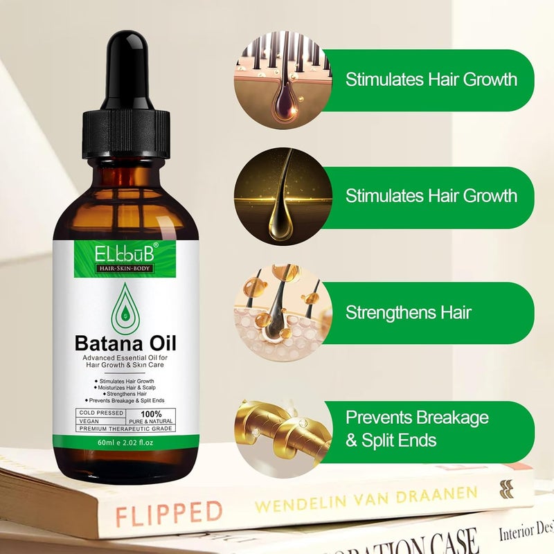 ELBBUB Batana Oil for Hair Growth – Pure Honduran Batana Oil for Enhanced Hair and Skin Vitality, Suitable for All Hair Types, 2.02 fl oz - Image 5