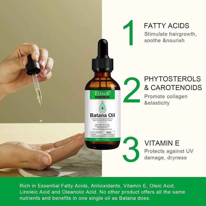 ELBBUB Batana Oil for Hair Growth – Pure Honduran Batana Oil for Enhanced Hair and Skin Vitality, Suitable for All Hair Types, 2.02 fl oz - Image 3