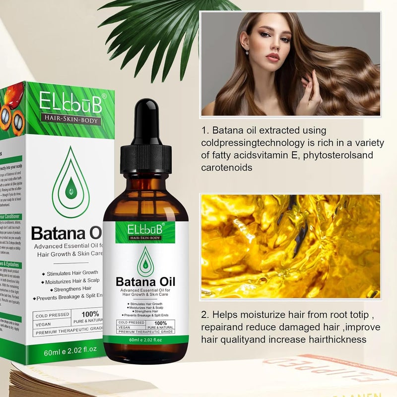 ELBBUB Batana Oil for Hair Growth – Pure Honduran Batana Oil for Enhanced Hair and Skin Vitality, Suitable for All Hair Types, 2.02 fl oz - Image 2