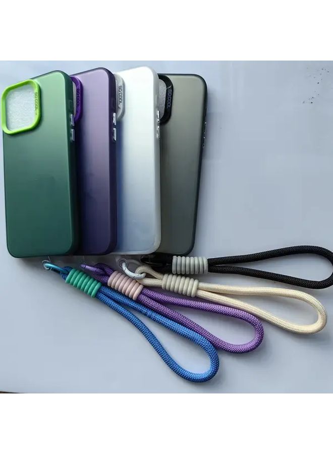 Matte Green Hard Case For Apple iPhone 12 Pro Max Anti Drop With Wrist Strap - Image 2