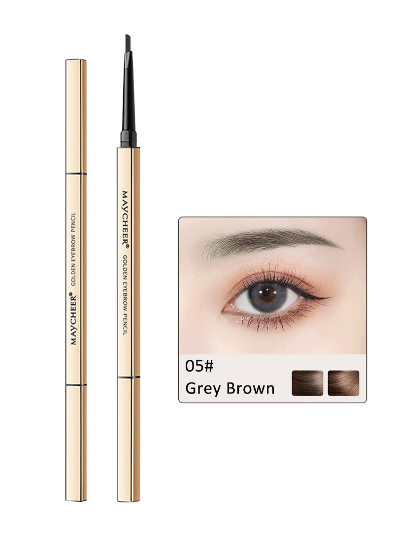 مايتشير قلم حواجب ذهبي ثلاثي الأبعاد، مقاوم للماء، مناسب للمبتدئين، مع فرشاة حلزونية وأداة تعبئة أوتوماتيكية فائقة الدقة لرسم حواجب طبيعية - Image 1