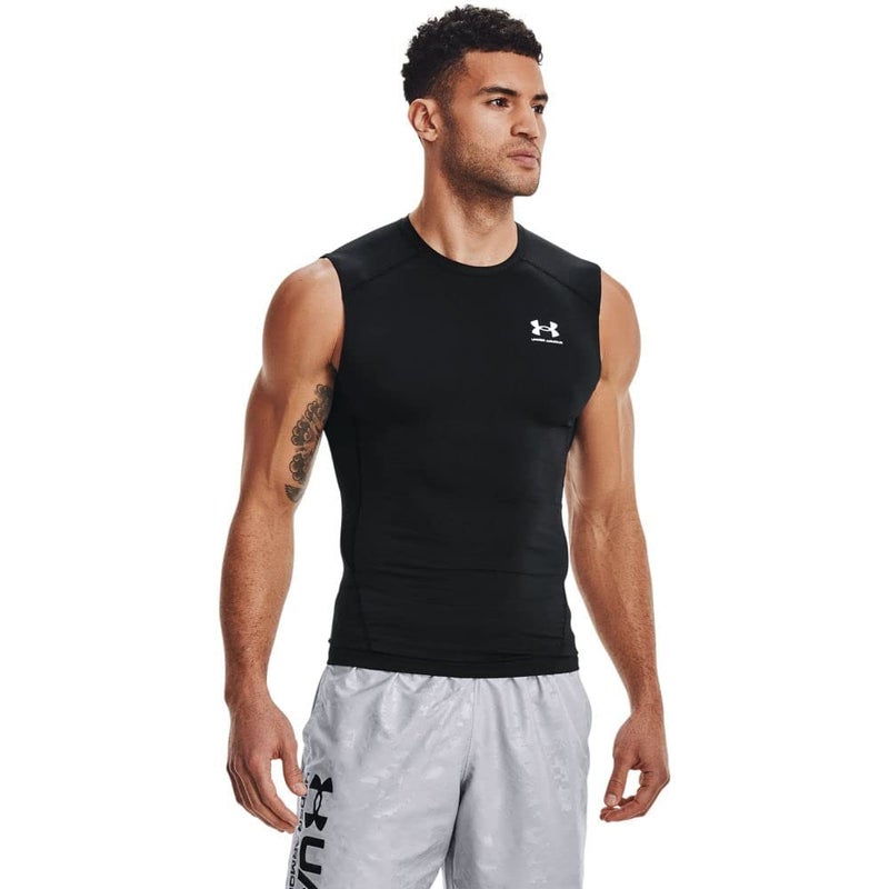 Under Armour Men's Armour HeatGear Compression Sleeveless T-Shirt , Black (001)/White, Large - Image 5