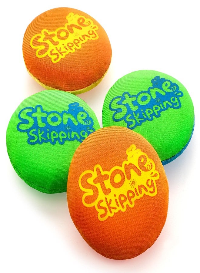 LETREEN Water Stone Skipping Discs Set 4 Pack - Fun Pool Toys for Kids All Ages - Water Bouncing Skip Ball Toy for Boys & Girls - Best Games Gifts with Your Friends & Family at the Beach, Lake or Pool - Image 1
