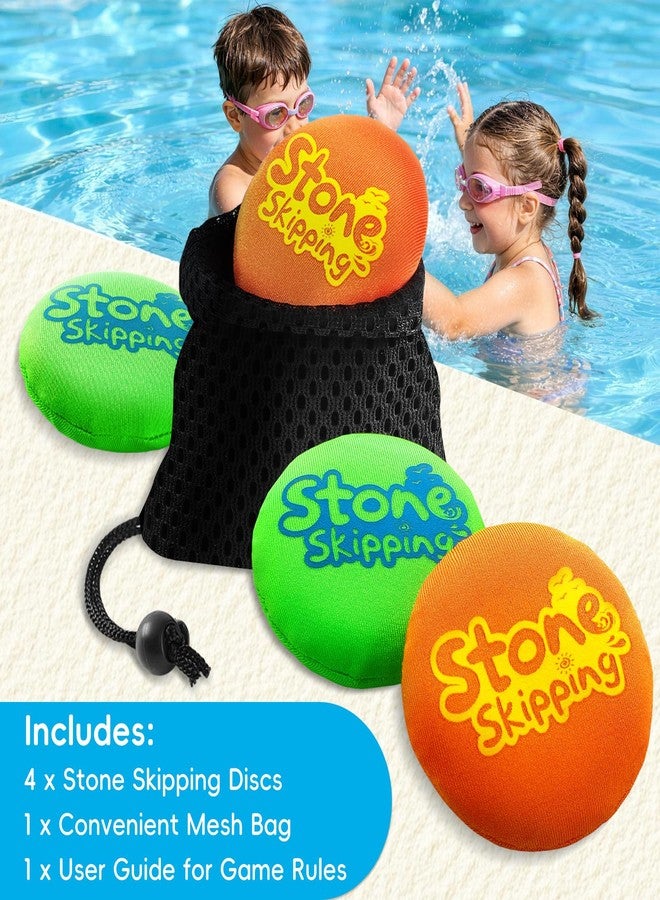 LETREEN Water Stone Skipping Discs Set 4 Pack - Fun Pool Toys for Kids All Ages - Water Bouncing Skip Ball Toy for Boys & Girls - Best Games Gifts with Your Friends & Family at the Beach, Lake or Pool - Image 2