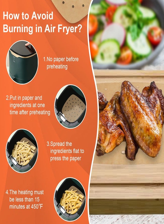 Numola 100 Pcs Air Fryer Liners Disposable Parchment Paper, 9 Inch Perforated Airfryer Sheets for Baking, Square Unbleached Non-Stick Steamer Liner for Oven, Microwave, Steaming Basket - Image 3