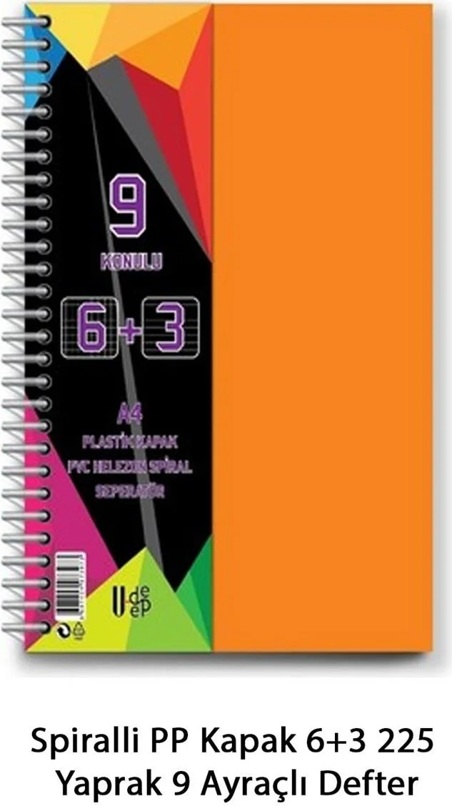Safe Group Spiral Pp Cover 6+3 225 Sheets 9 Separated Notebook