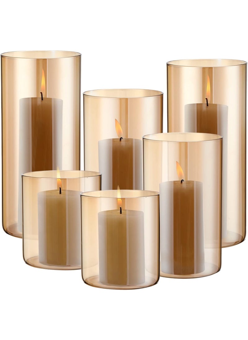 Nuenen Nuenen Set of 6 Slim Pillar Candles and Cylinder Vases Wedding Candle Cylinder Candle Holders for Valentine Wedding Kitchen Table Centerpiece Decoration  - Image 1