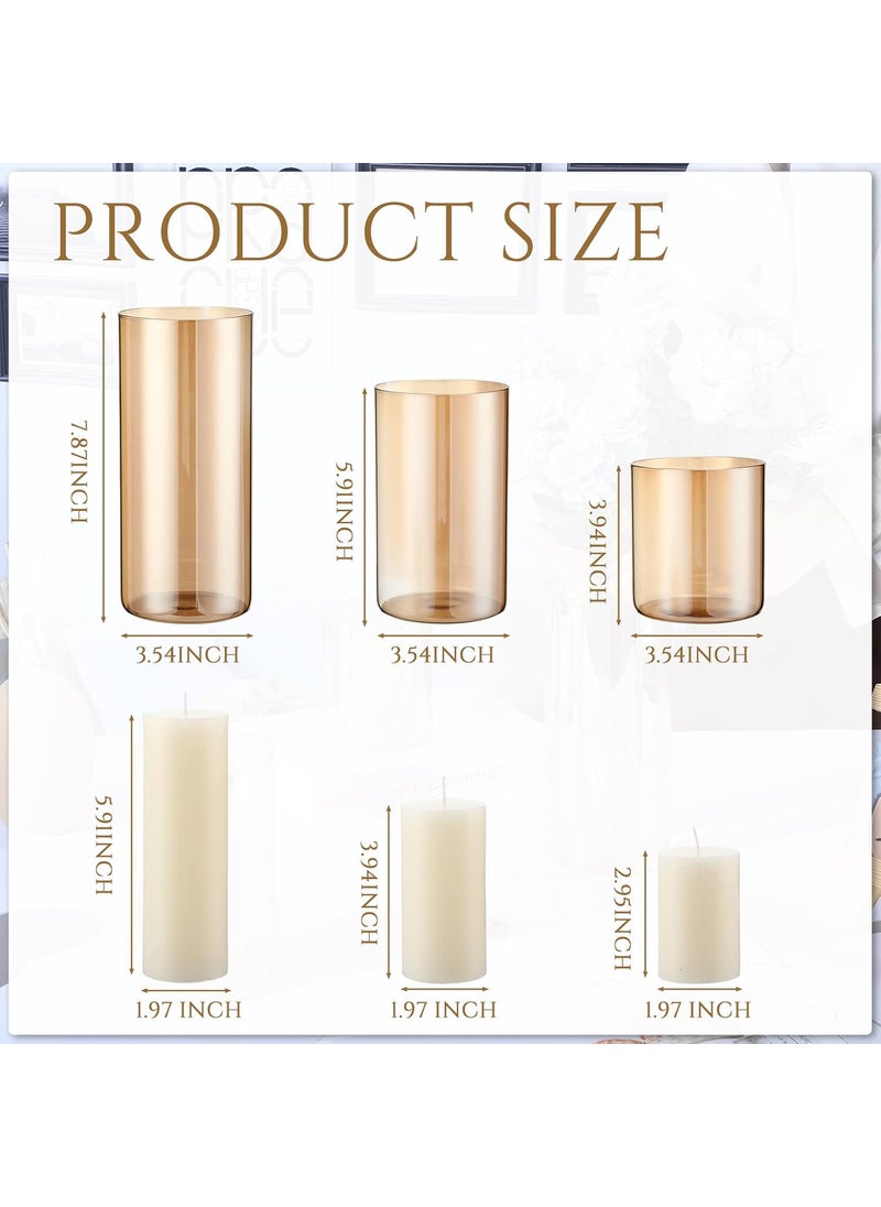 Nuenen Nuenen Set of 6 Slim Pillar Candles and Cylinder Vases Wedding Candle Cylinder Candle Holders for Valentine Wedding Kitchen Table Centerpiece Decoration  - Image 2