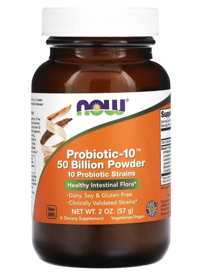 now Probiotic10 Powder 50 Billion 2 oz (57 g) (50 Billion per g)