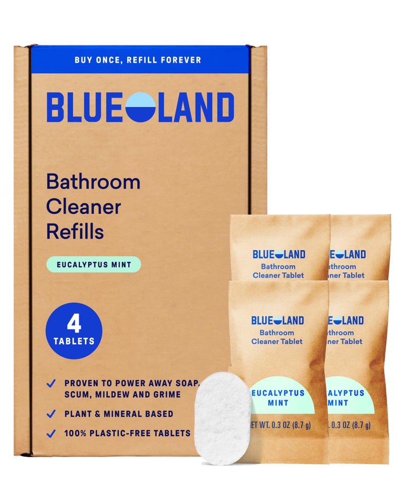 BLUELAND Bathroom Cleaner 4Pack Refill Eucalyptus Mint Scent EcoFriendly Cleaning Supplies 4 x 24 Fl oz - Image 2