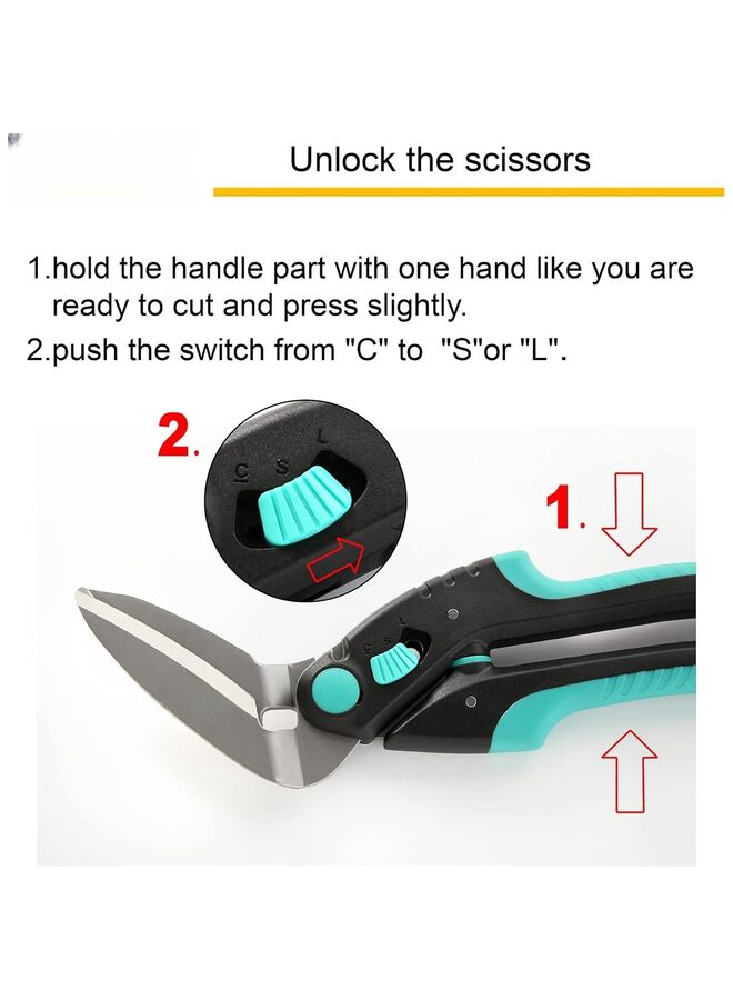 مقص شديد التحمل، قاطع سجاد، مقص صناعي، متعدد الاستخدامات، مقص للسجاد والكرتون والجلد والتقليم والبستنة، مقبض ناعم احترافي من الفولاذ المقاوم للصدأ - Image 5